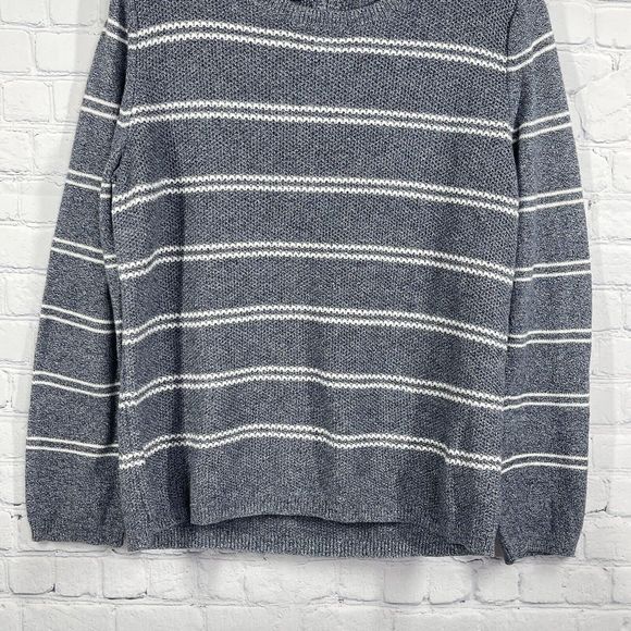 Talbots Sweater Women Size XL Gray Stripe Long Sleeve Winter Pullover - Picture 5 of 13